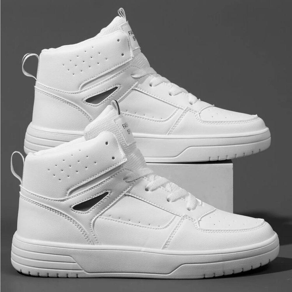 Men's Flats Shoes Casual Sneakers, Lace Up Lightweight High-Top Daily Shoes - Picture 3 of 5